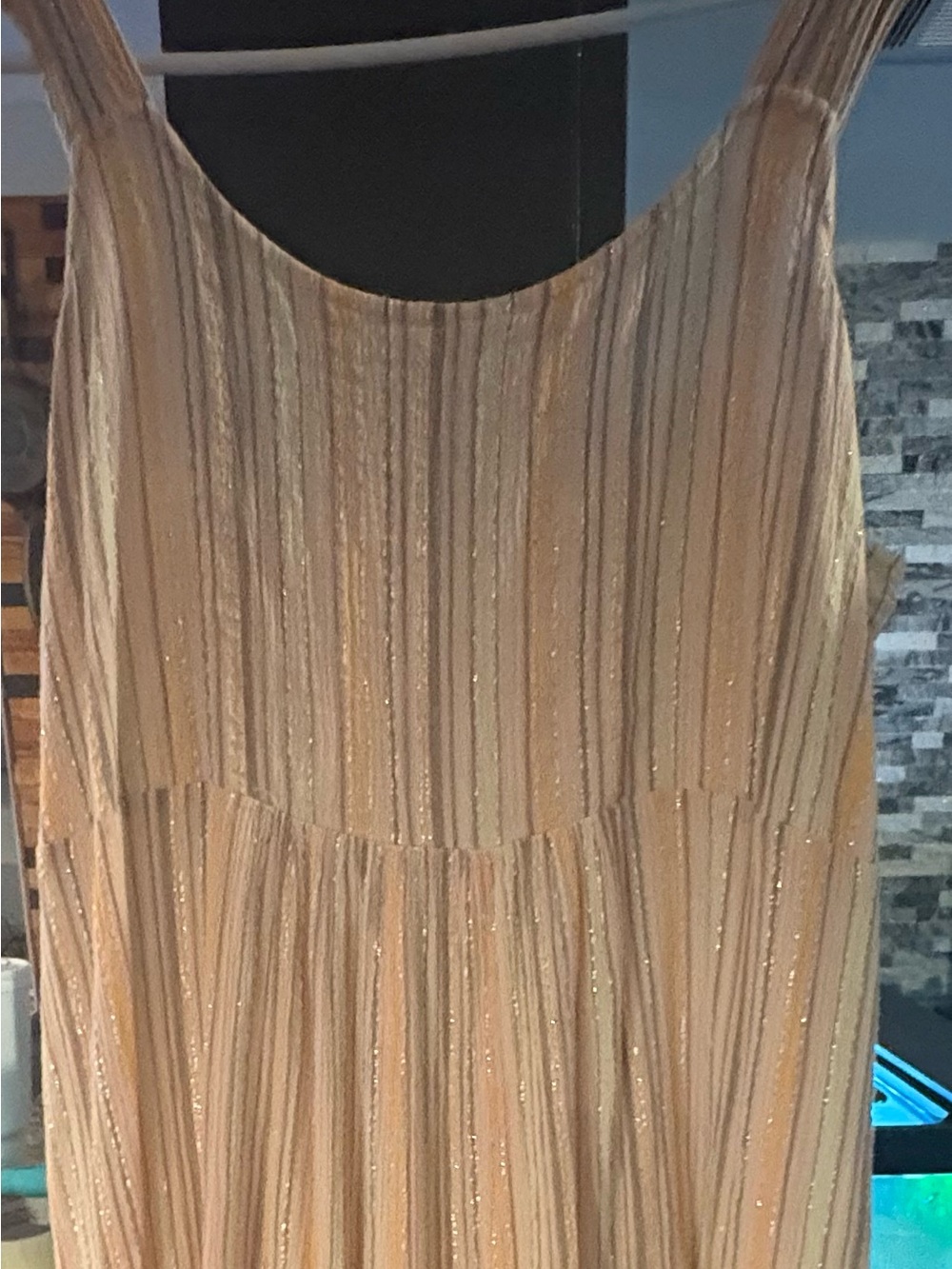 Sundress / Maxi dress with metallic silver thread throughout.